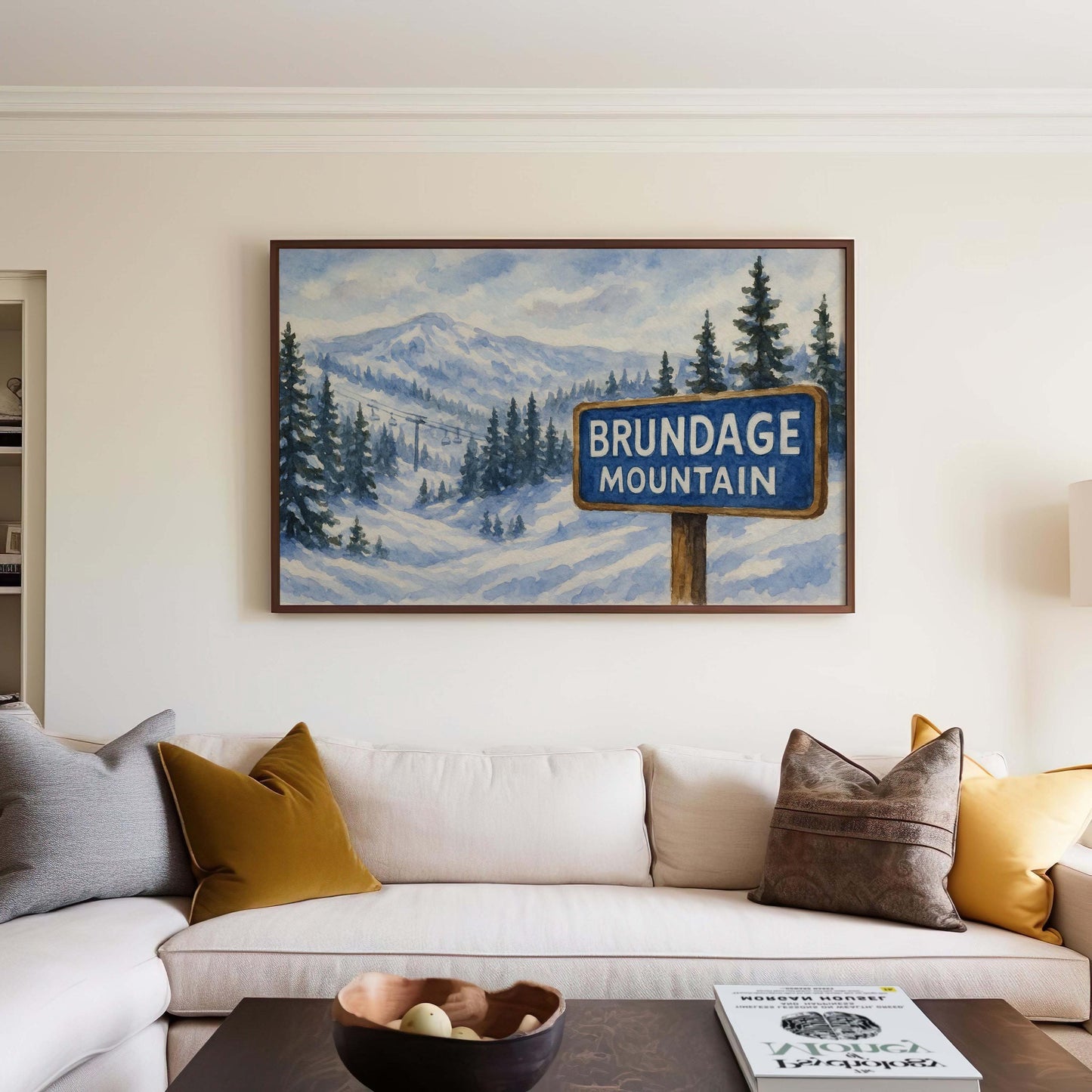 Brundage Mountain Ski Resort Map Art, McCall Idaho Winter Poster