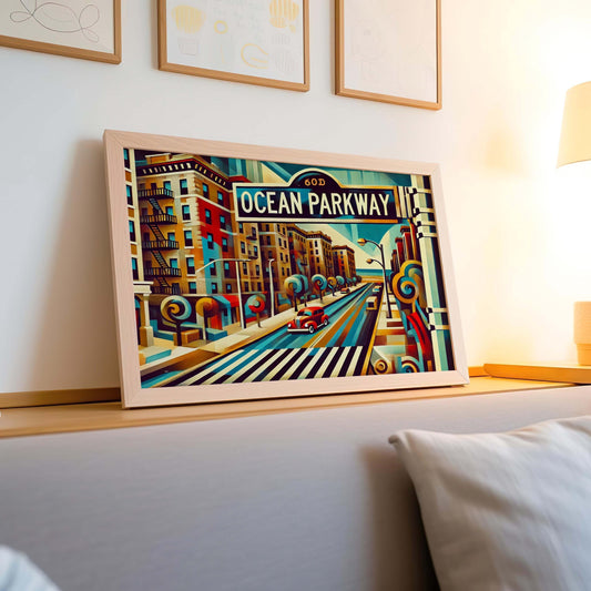 Brooklyn Art Ocean Parkway Wall Art – NYC Travel Print, Brooklyn Poster, New York City Gift & Housewarming Decor