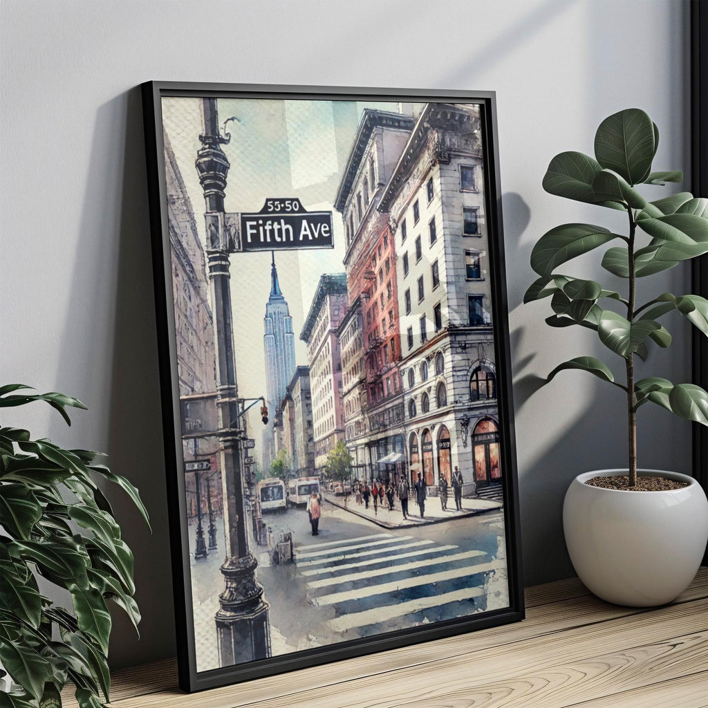 Fifth Avenue Watercolor Print, Manhattan New York City Wall Art