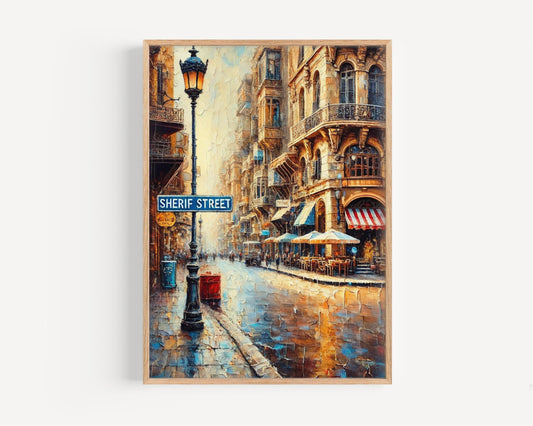 Cairo Sherif Street Wall Art - Travel Poster & Egypt Souvenir, Housewarming Gift, Cairo City Print Decor