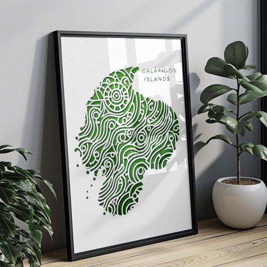 Ecuador Galapagos Islands Wall Art Print – Travel Decor, Housewarming Gift, Unique Ecuadorian Map Home Decor, Nature & Wildlife Artwork