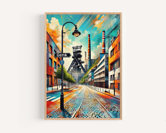 Genk Art Wall Print - Belgium City Travel Poster, European Artwork, Perfect Housewarming Gift, Genk Wall Decor, Belgium Map Print