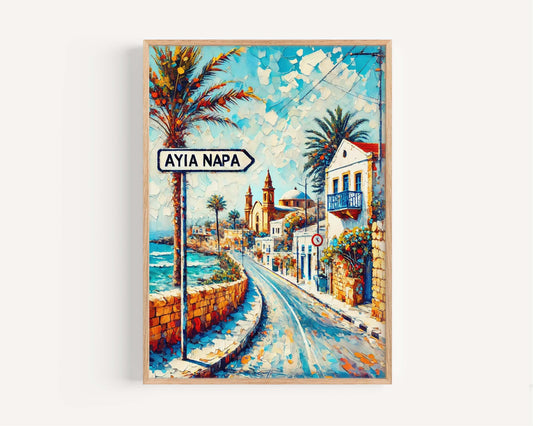 Ayia Napa Art - Cyprus Travel Print & Wall Art, Europe City Poster, Housewarming Gift, Coastal Home Decor, Ayia Napa Wall Print