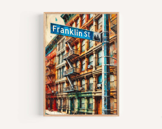 Franklin St Print Manhattan Wall Art, NYC Travel Poster, New York City Gift, Housewarming Decor, Franklin Street Map Illustration