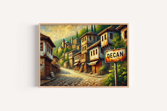 Kosovo City Travel Poster Decan Art Wall Print, European Map Decor, Unique Housewarming Gift, Kosovo Travel Wall Art