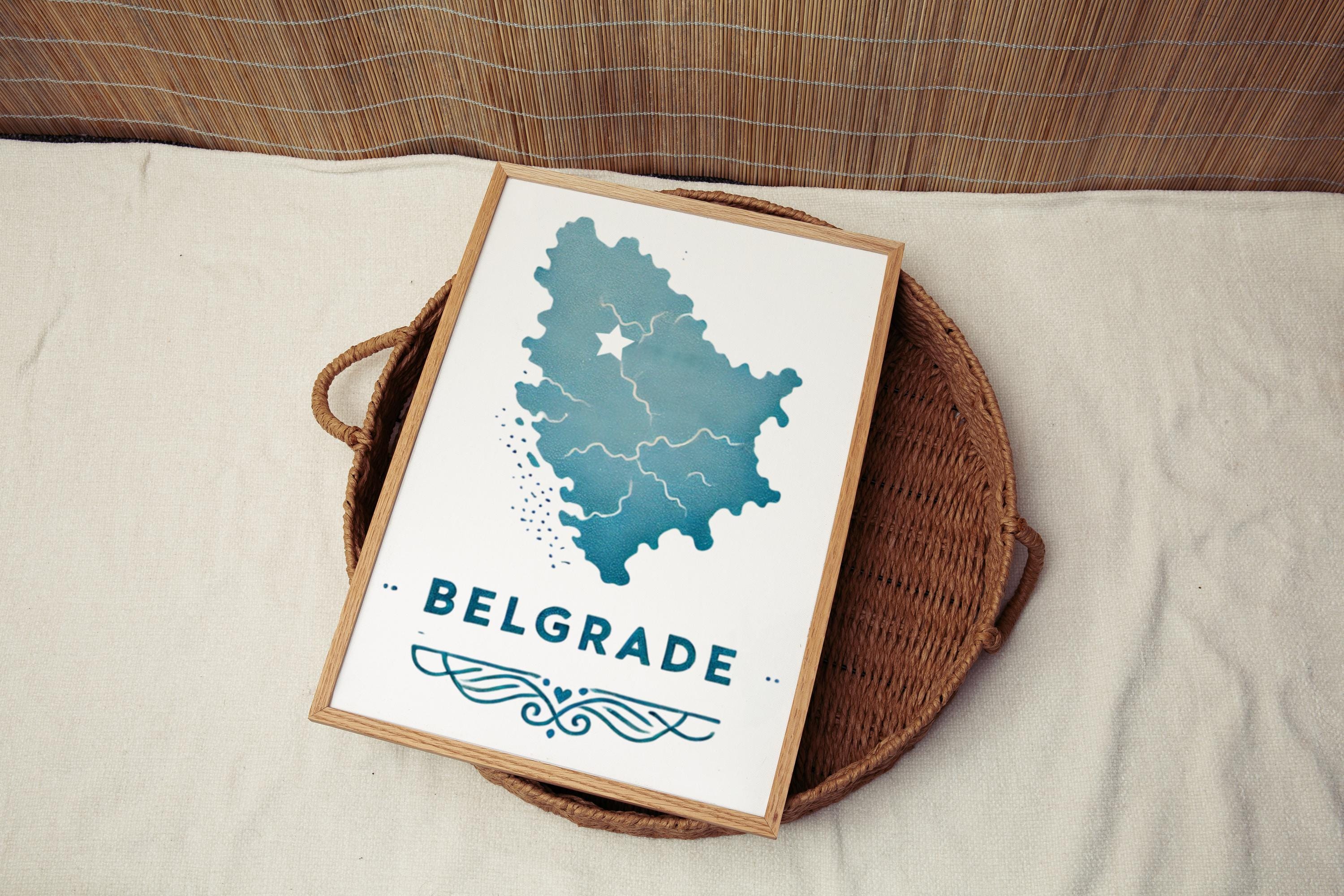 Serbia Belgrade Wall Art Print - Travel Home Decor, Serbia Gift, Housewarming Wall Artwork, Modern City Map Poster