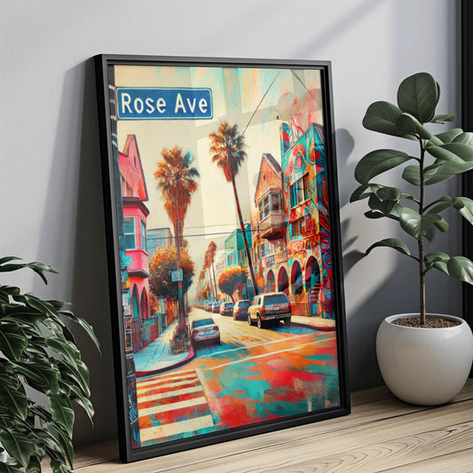 Venice Wall Art Rose Ave Print - California Travel Poster, Venice Gift & Housewarming Decor