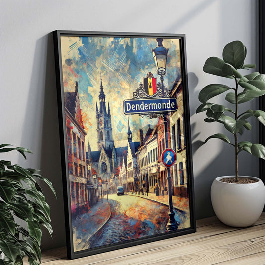 Dendermonde Art Print Belgium Travel Poster Wall Art City Gift Housewarming Decor Dendermonde Wall Art Decor