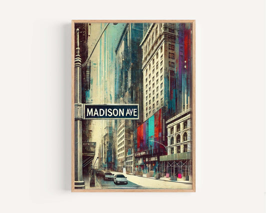 Madison Ave Print Manhattan Wall Art, NYC Poster, New York Travel Gift, Modern Cityscape Decor, Housewarming Present, Manhattan Art Print
