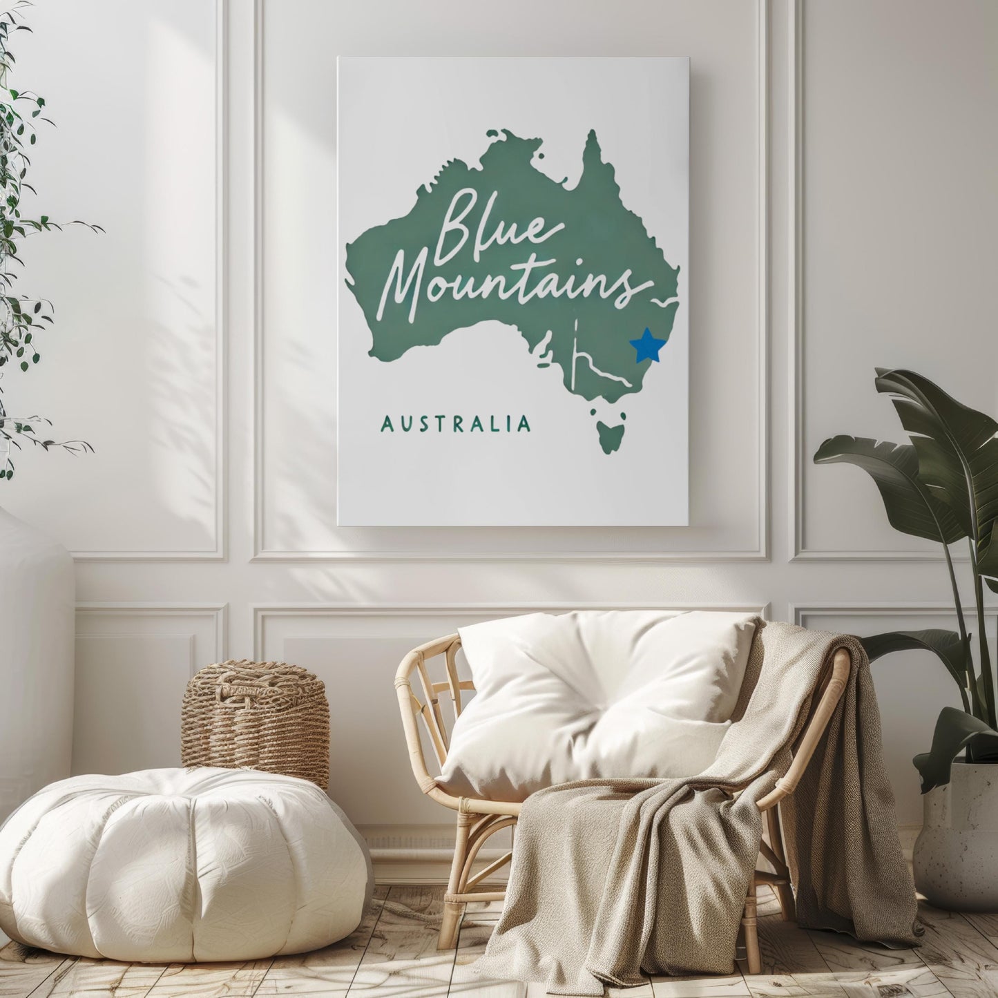 Blue Mountain Wall Art Print - Australian Travel Home Decor, College Dorm Gift, Housewarming Present, Scenic Blue Mountain Artwork