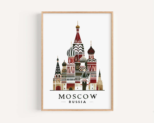 Moscow Print Wall Art - Russia Travel Decor, Housewarming & College Gift, Moscow Russia Artwork for Home