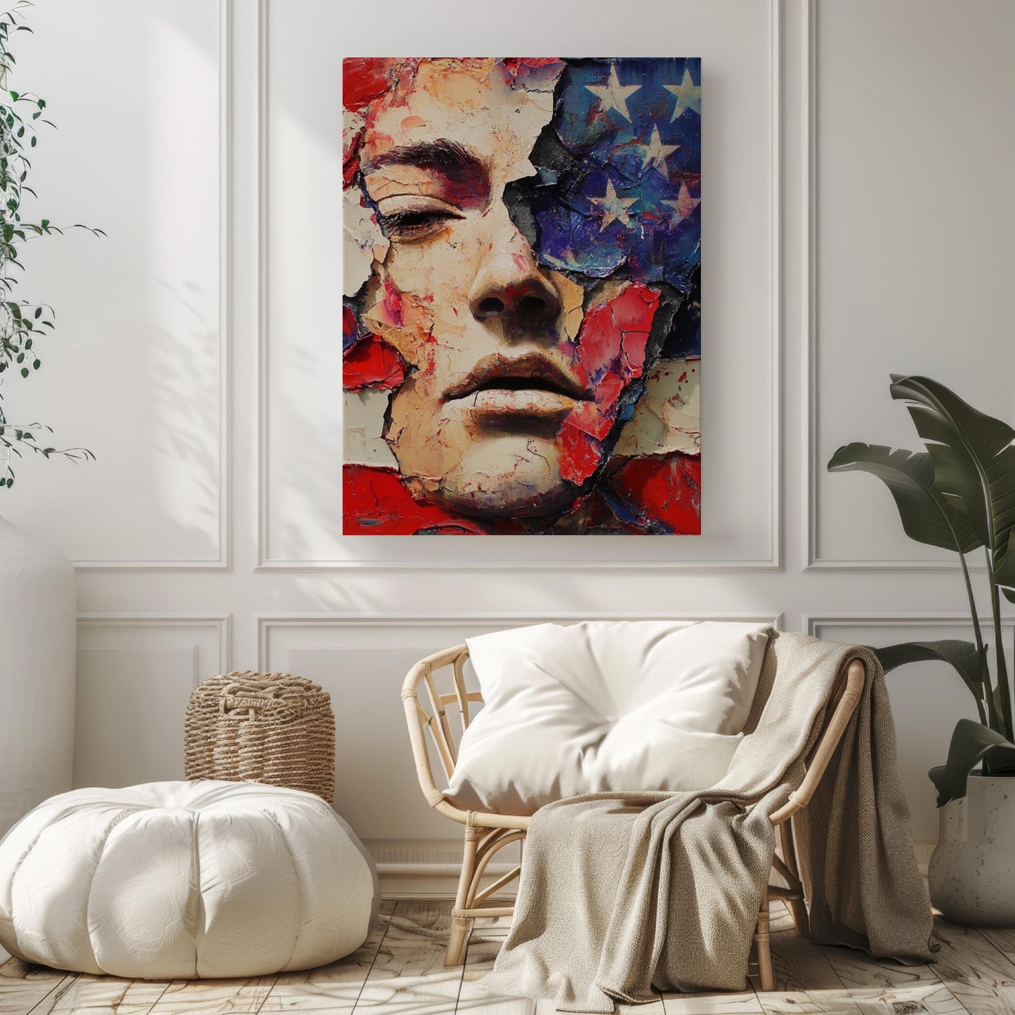 American Face Art | Abstract USA Wall Art Patriotic United States Poster for Home Decor & American Independence Celebration