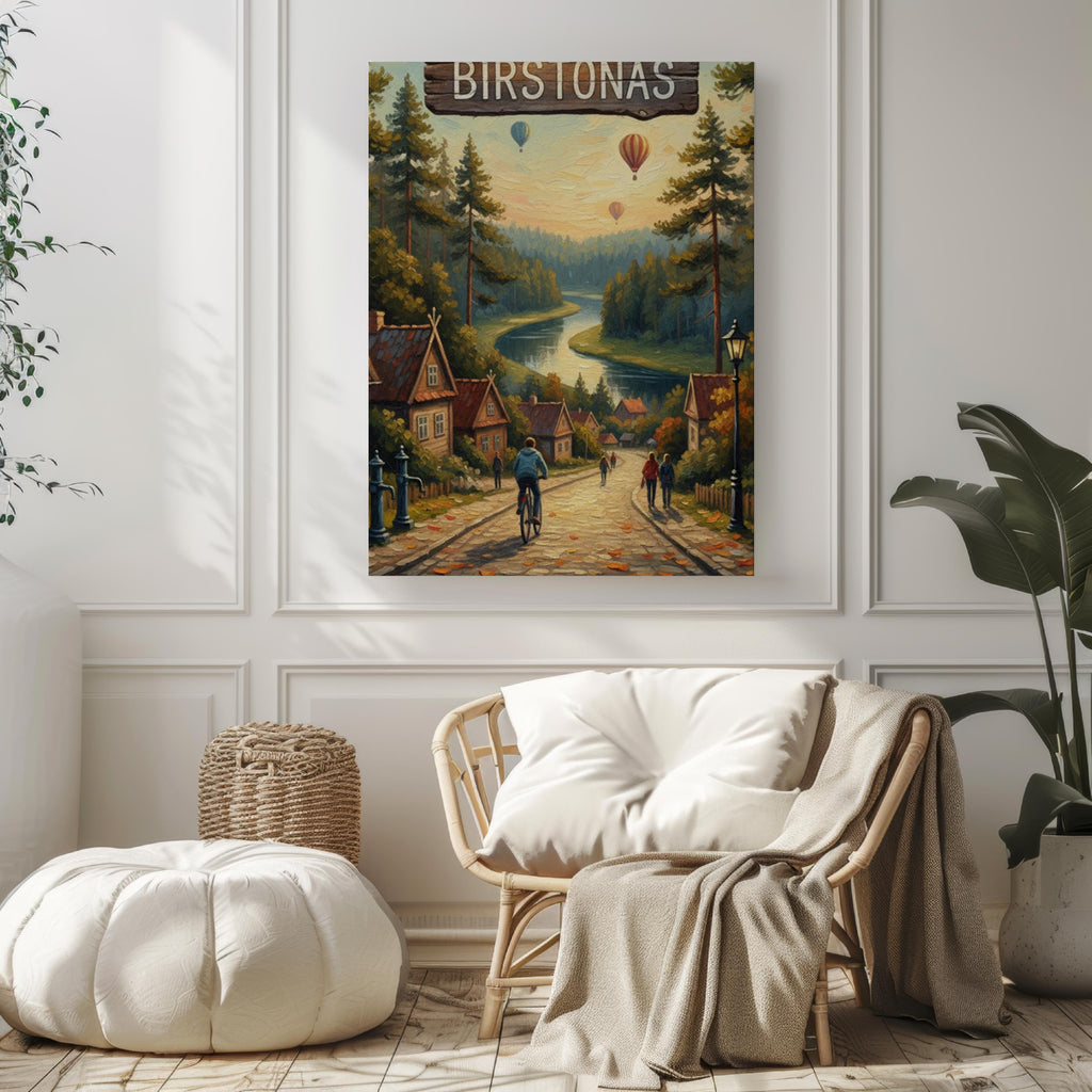 Birštonas Street Sign Art Print: Lithuania Spa Town Travel Poster Decor