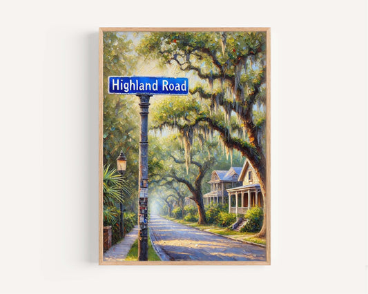 Highland Road Print | Abstract American Landscape USA Wall Art | Patriotic United States Poster for Home Decor