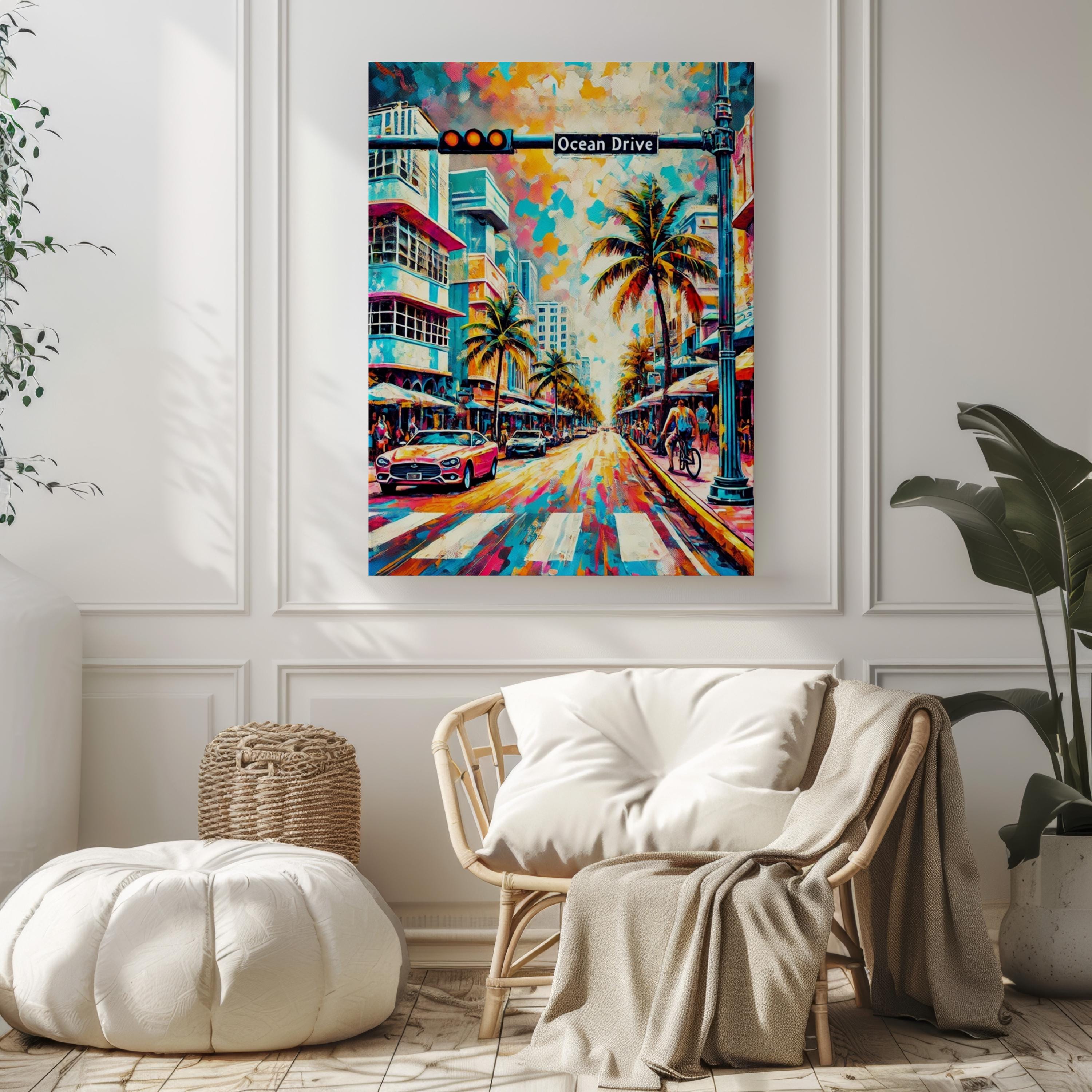 Ocean Drive Print Coastal - Miami Beach, Florida, USA