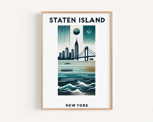 Staten Island Print: New York City Wall Art, Travel Decor, Housewarming & College Gift, Unique Home Decoration