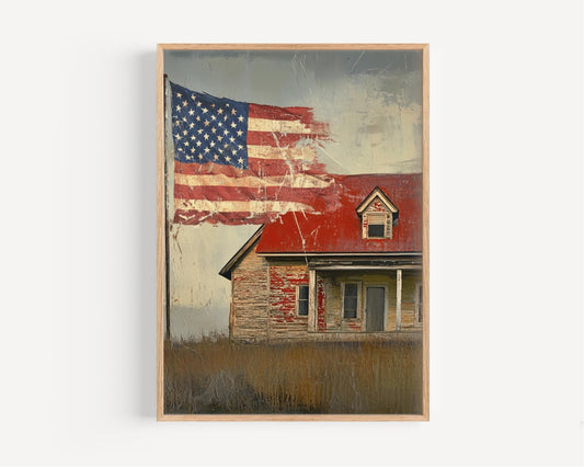 American Landscape Abstract USA Wall Art | Patriotic United States Poster for Home Decor | Independence Day Artwork