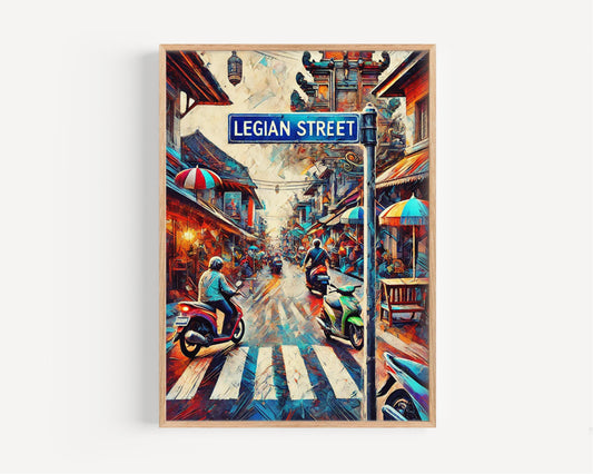 Legian Street Wall Art Print - Bali Travel Poster, Indonesia Gift, Tropical Home Decor, Legian St Travel Print, Housewarming Present