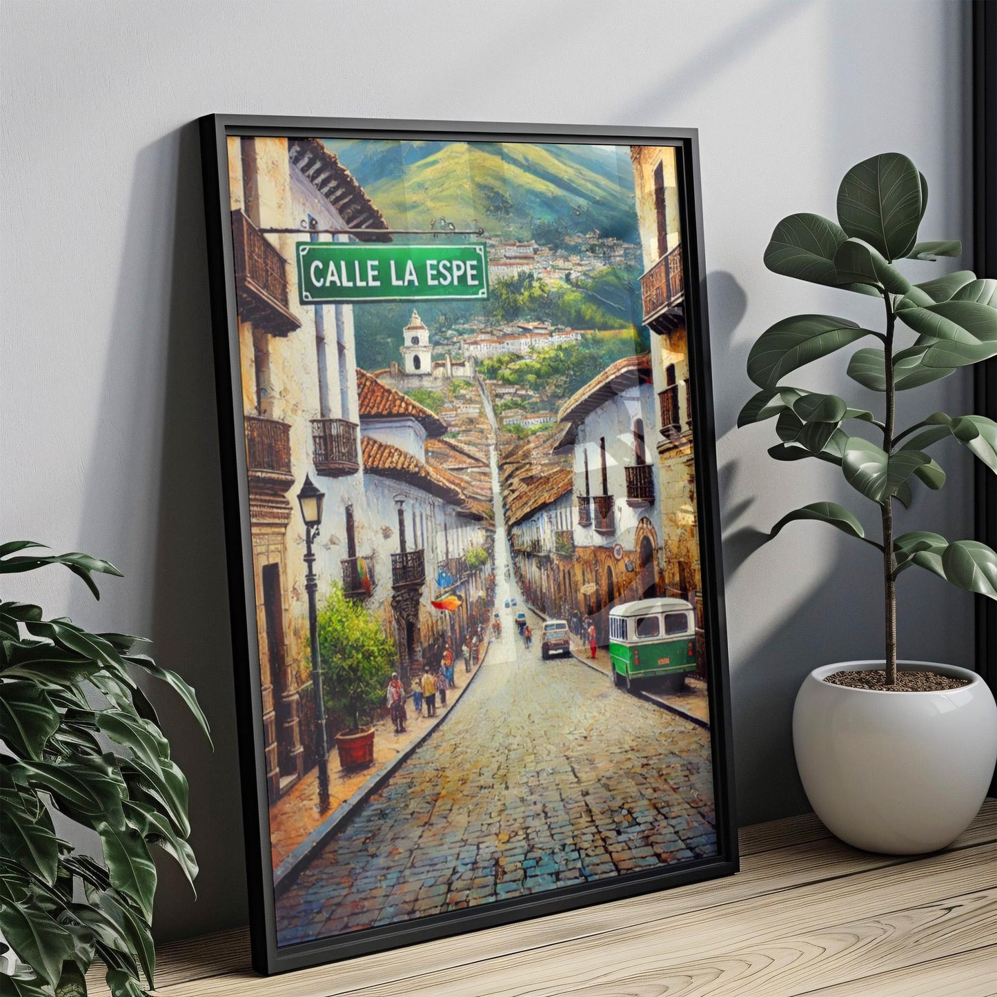 Calle La Espe Quito Print: Ecuador Travel Poster, Historic Street Art