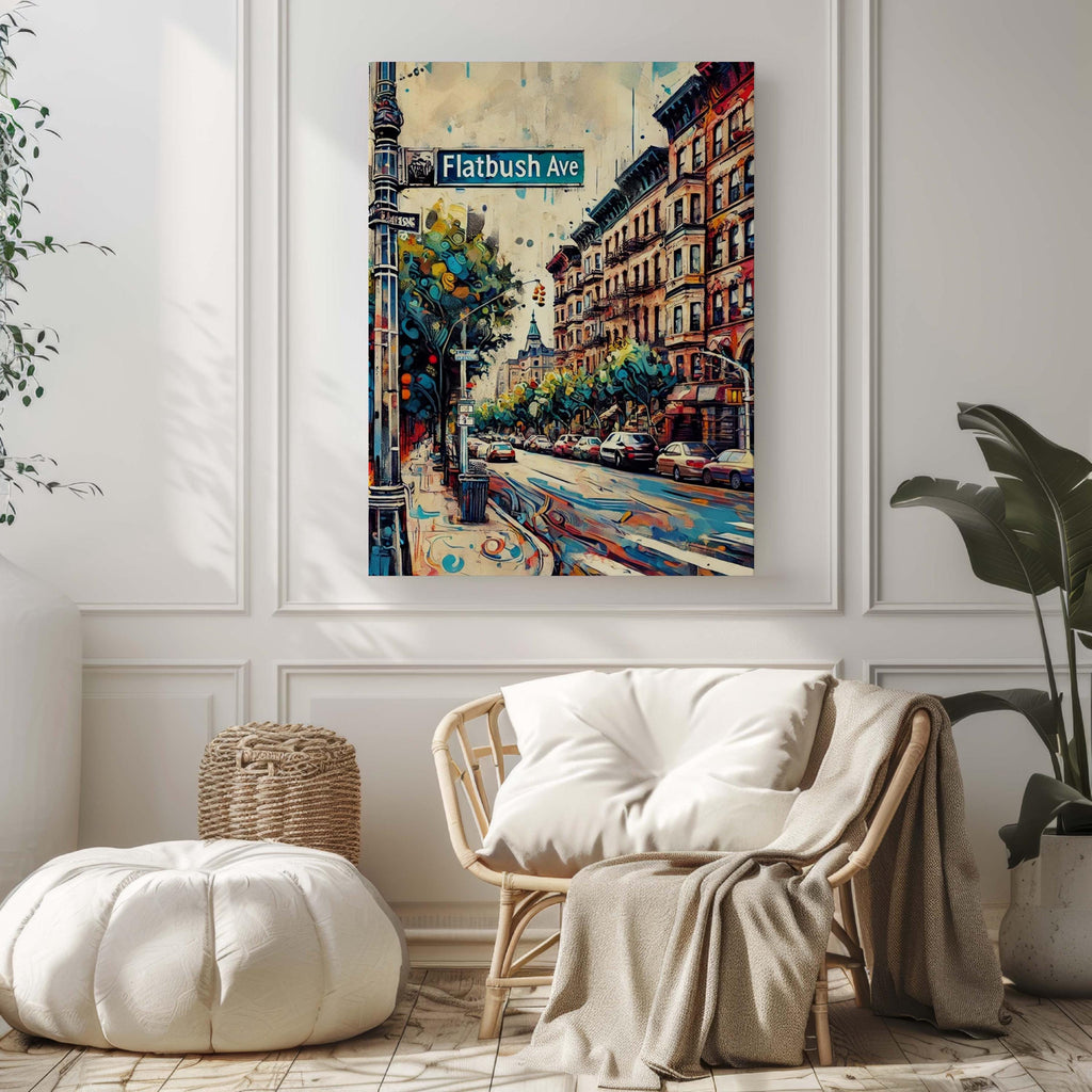Flatbush Ave Print - Brooklyn Wall Art, NYC Travel Poster, New York Decor, Housewarming Gift, Urban Map Artwork