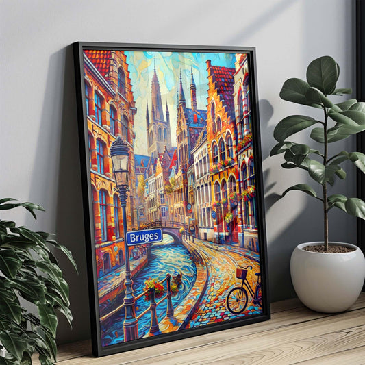 Bruges Art Print – Belgium Travel Poster, European City Wall Decor, Housewarming Gift, Bruges Wall Art, Belgium Art Vintage Style Home Decor