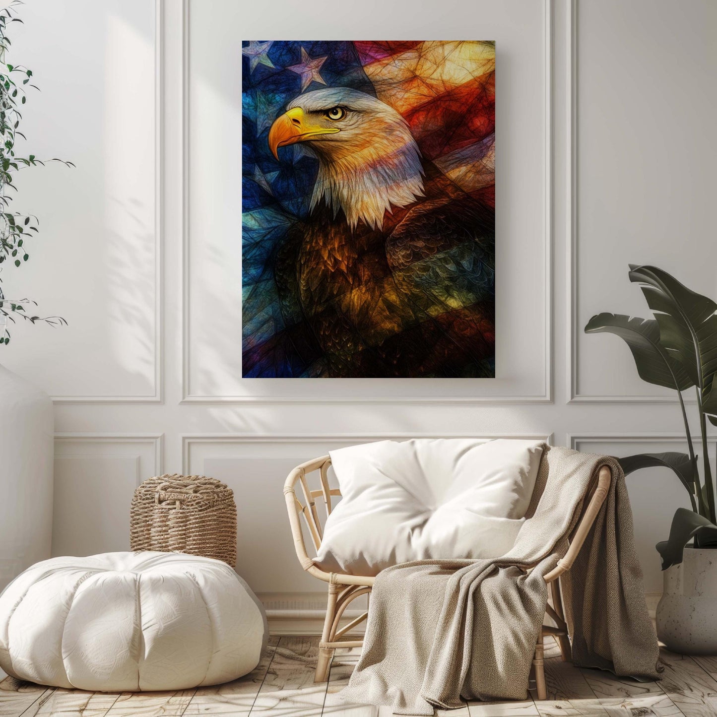 Wall Art Bald Eagle Abstract USA Patriotic Poster United States American Independence Home Decor