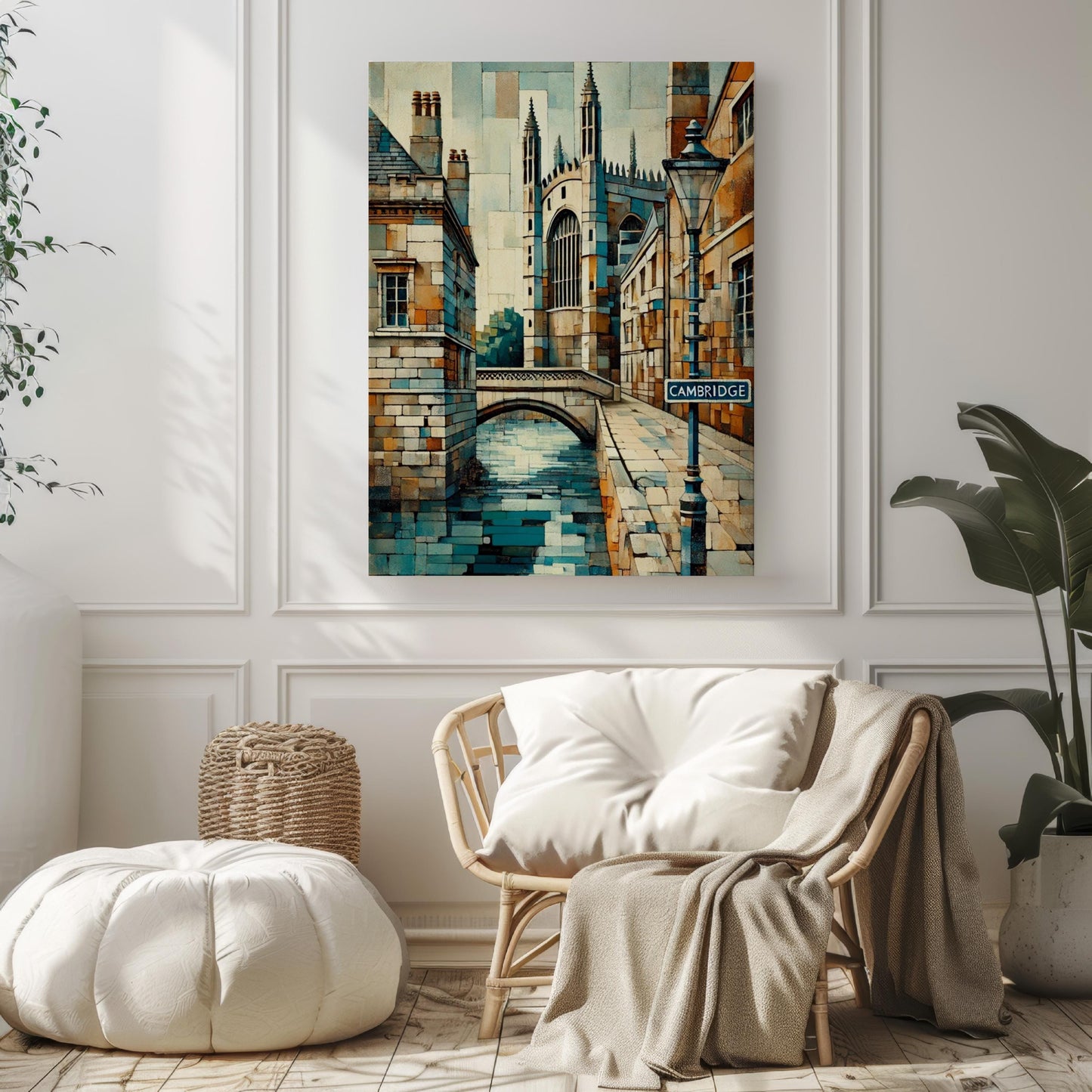 Cambridge Wall Art Print – UK Travel Poster, United Kingdom Artwork, Housewarming Gift, Cambridge Cityscape Art, UK Home Decor