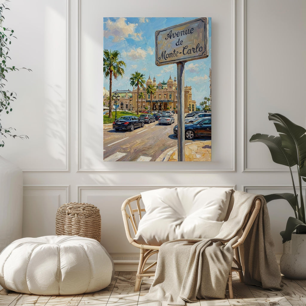 Print: Avenue de Carlo, Monaco Travel Poster