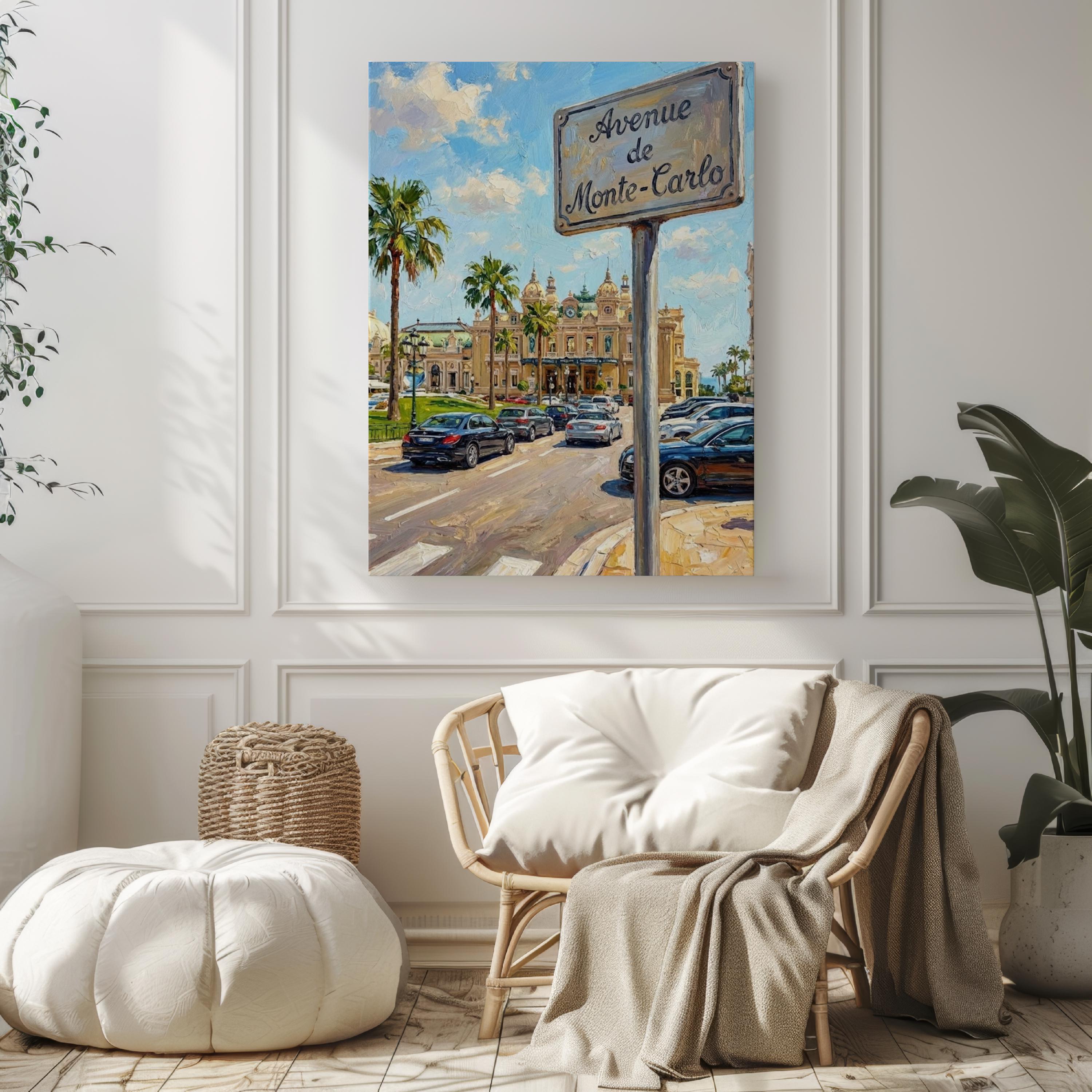 Print: Avenue de Carlo, Monaco Travel Poster