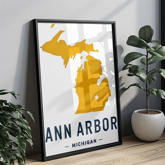 Ann Arbor Print Michigan Wall Art Vintage Travel Decor College Housewarming Gift Ann Arbor Home Decor MI Art
