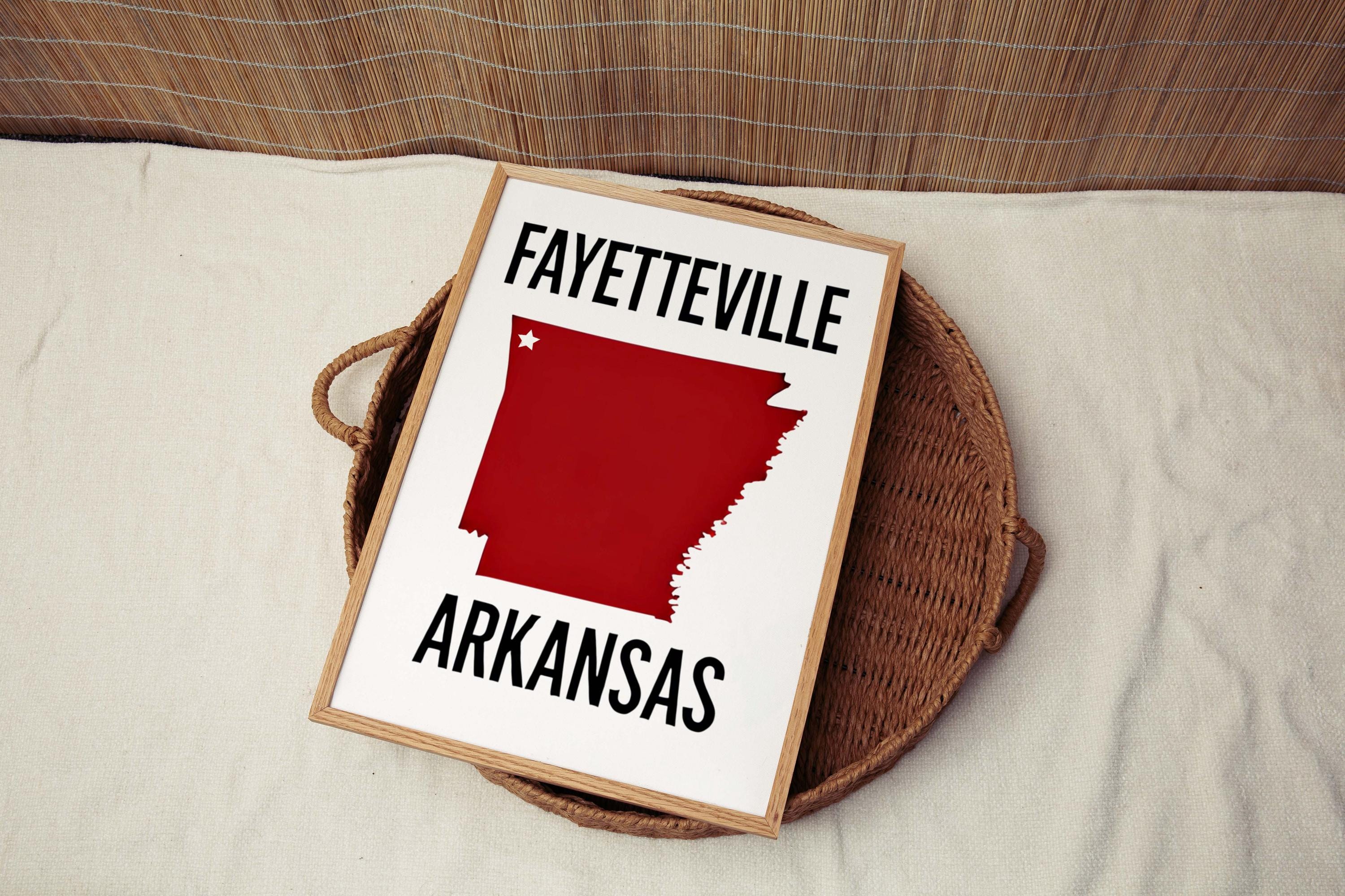Fayetteville Print Arkansas Wall Art Travel Home Decor College Gift Housewarming Unique Map Illustration