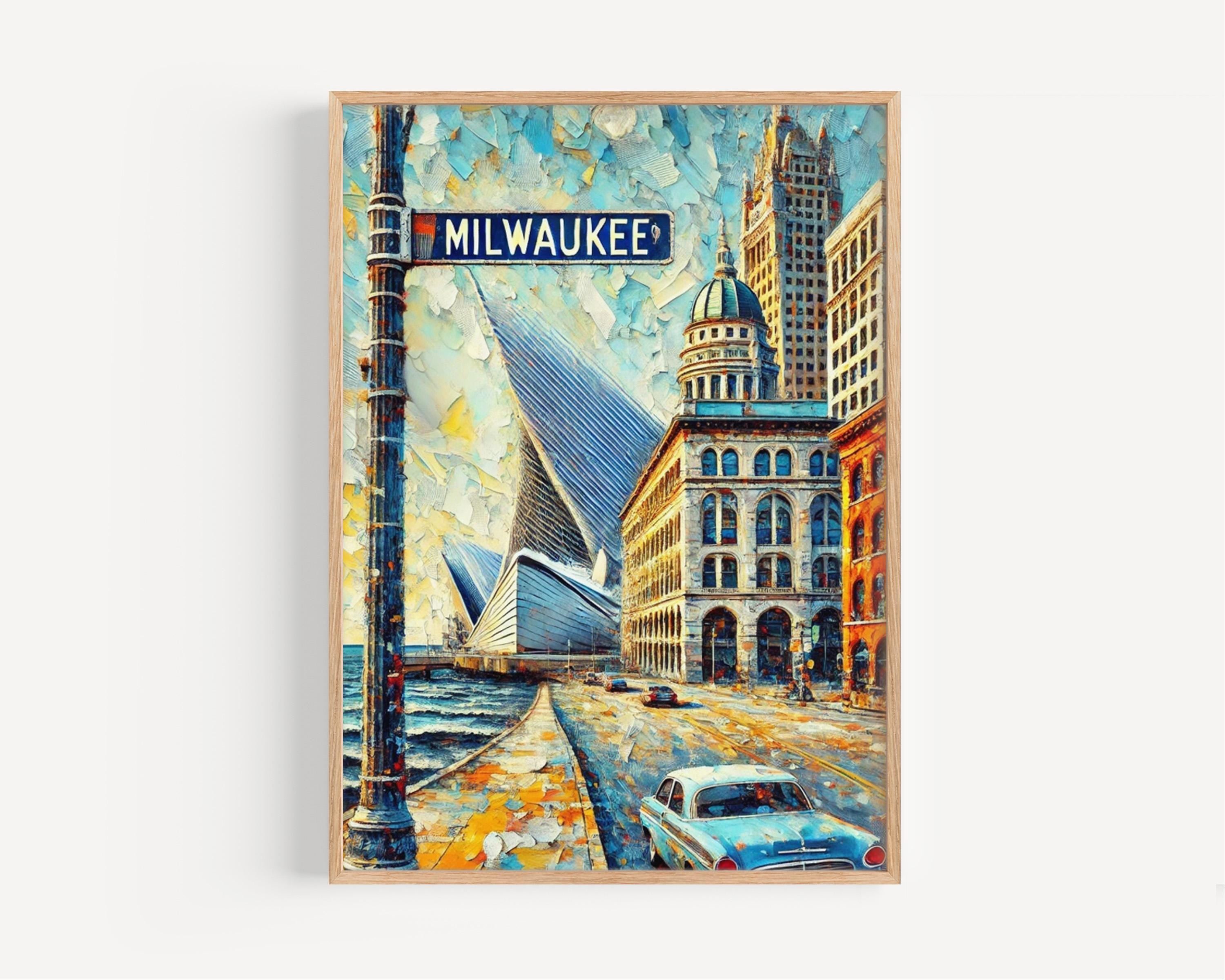Wisconsin Milwaukee Wall Art Print - Travel Poster, Wisconsin Gift & USA Souvenir for Home Decor, Housewarming Idea
