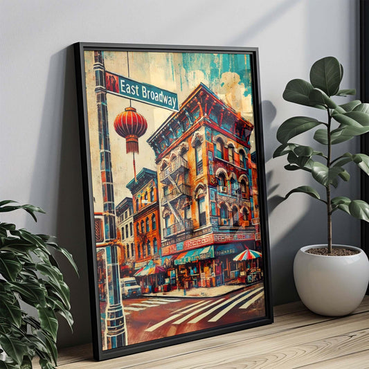 East Broadway Print Manhattan Wall Art NYC Travel Poster New York Gift Housewarming Decor