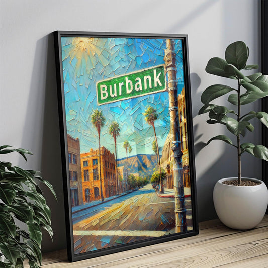 California Burbank Wall Art Print - Travel Poster, USA Decor, California Gift & Housewarming Present, American City Map Artwork