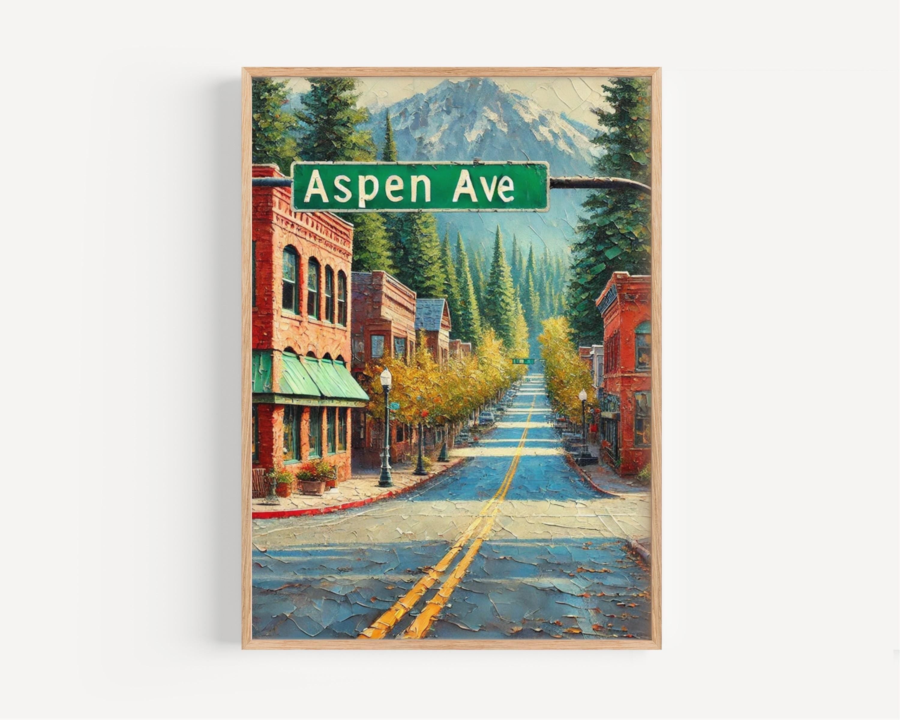 Aspen Ave Wall Art, Flagstaff Print, Arizona Artwork, Travel Poster, Rustic Home Decor, Mountain Town Gift, City Street Sign, Framed Art
