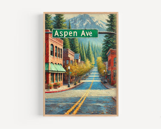Aspen Ave Wall Art, Flagstaff Print, Arizona Artwork, Travel Poster, Rustic Home Decor, Mountain Town Gift, City Street Sign, Framed Art