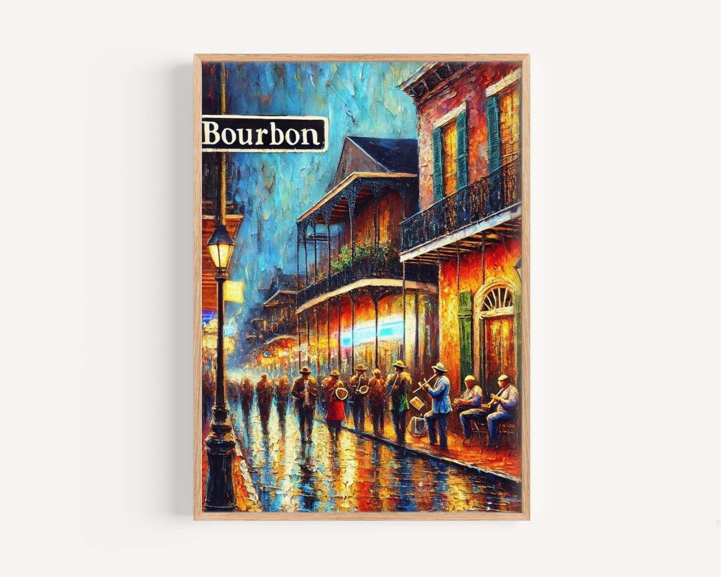 Bourbon St Print Wall Art - New Orleans Travel Poster, Louisiana Decor, Bourbon Street Gift, Housewarming & NOLA Souvenir
