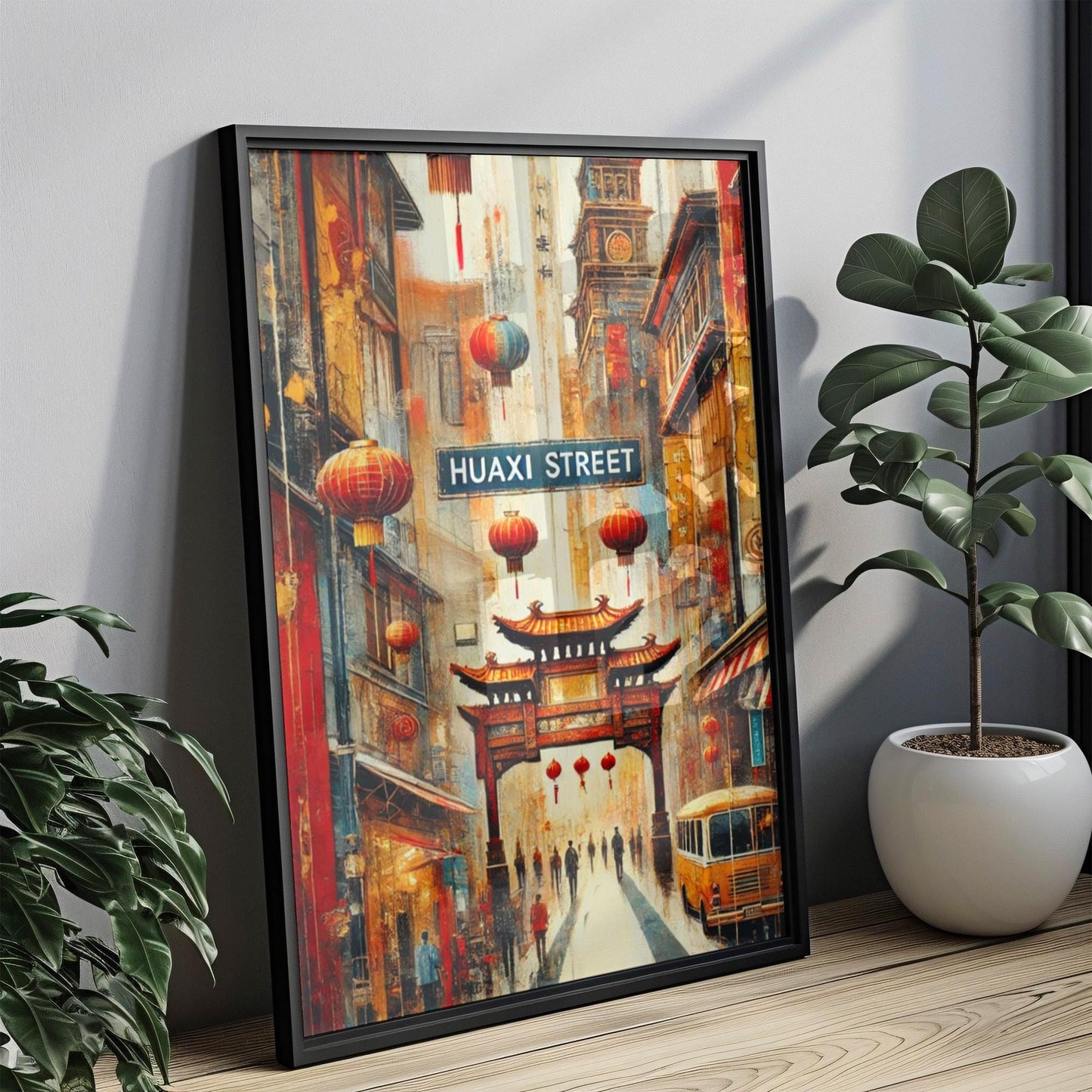 Huaxi Street Wall Art, Taipei Travel Poster, Taiwan Souvenir, Cityscape Print, Vibrant Night Market Scene, Travel Gift, Fine Art Paper