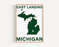 East Lansing Map Print - East Lansing, Michigan, USA