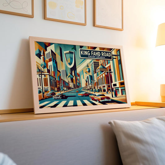 King Fahd Road Print - Riyadh Travel Poster Wall Art, Saudi Arabia Souvenir, Housewarming & Gift Decor