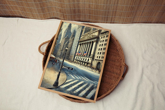 Wall Street Wall Art Print, New York City Travel Poster, America Decor, Housewarming Gift, NYC Skyline Art, Modern Travel Wall Decor