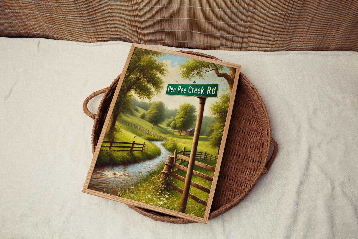Pee Pee Creek Rd Wall Art Print, Ohio Travel Poster, USA Road Sign Gift, Housewarming Decor, Ohio Souvenir, Unique Travel Print Artwork
