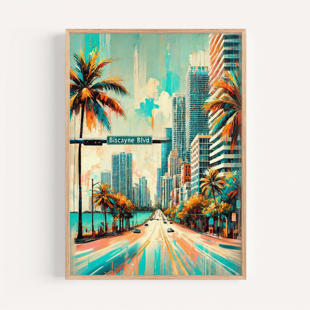Biscayne Boulevard Wall Art Print – Miami, FL, USA