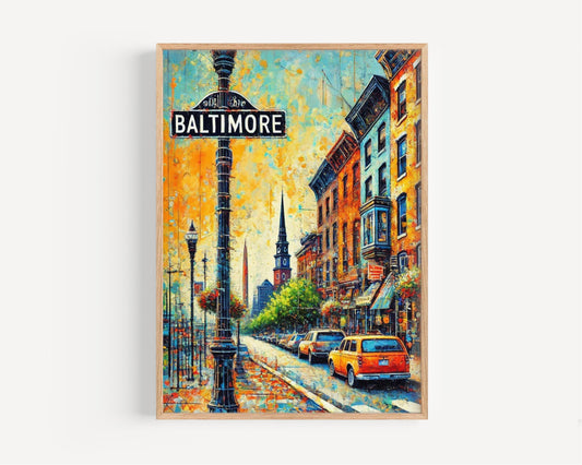 Decor Baltimore Wall Art Print, Maryland Travel Poster & USA City Skyline, Housewarming Gift, Maryland Home Decor