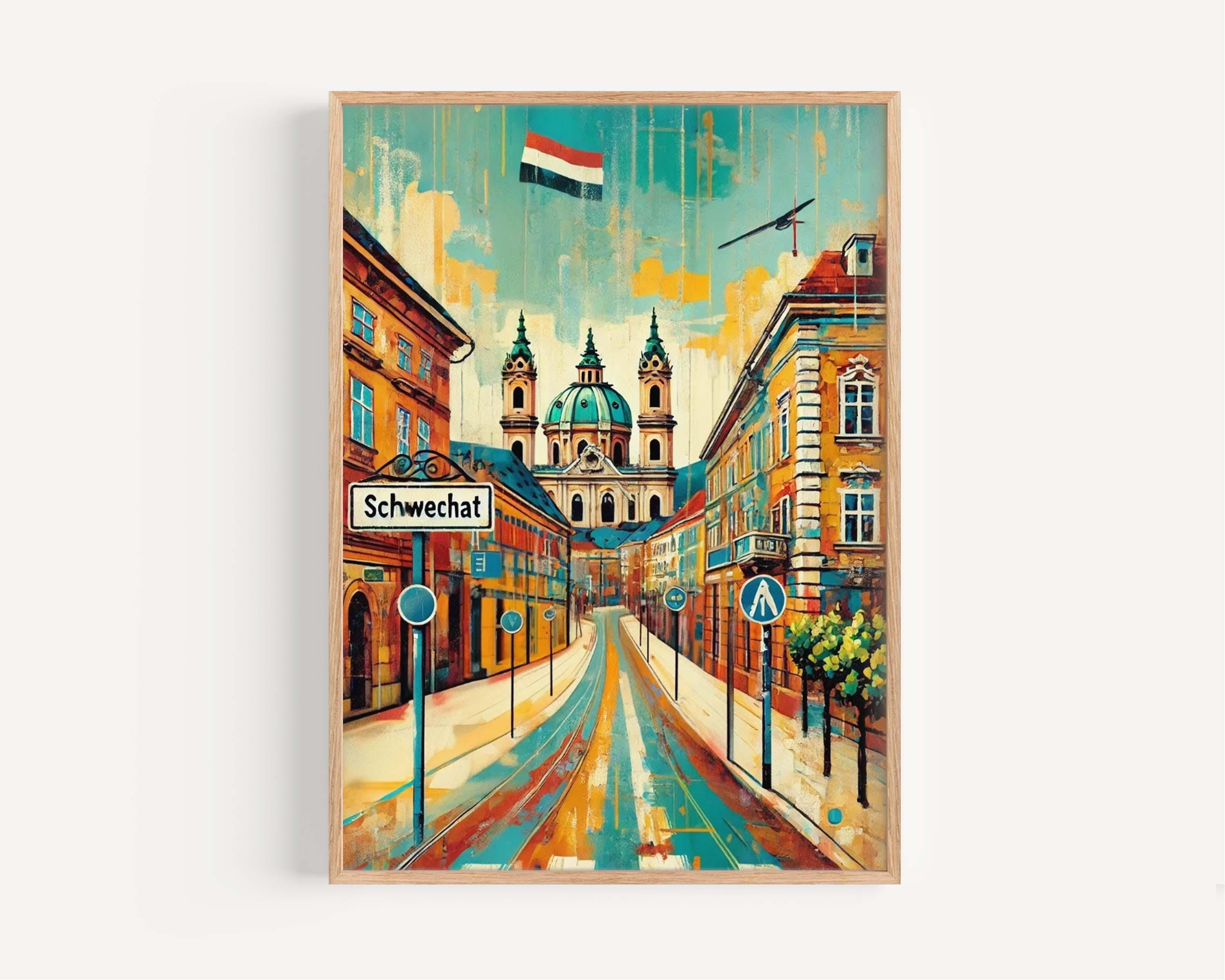 Schwechat Art Print - Austria City Travel Poster, European Wall Art, Housewarming Gift, Schwechat Travel Print, Austria Home Decor