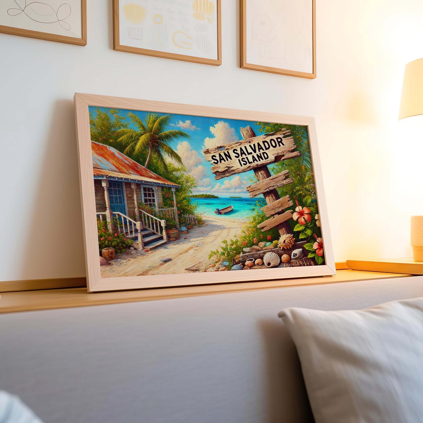 San Salvador Island Art: Tropical Bahamas Beach Scene Print