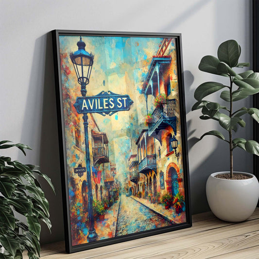 Aviles St Print - St Augustine Travel Poster, Florida Art Wall Decor, Aviles Street Art, Housewarming & Florida Gift, Coastal Home Print