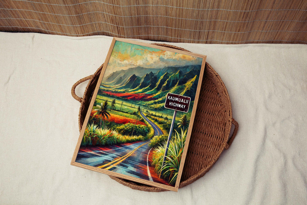 Kaumualii Highway Wall Art Print - Kauai Travel Poster, Hawaii Art, Housewarming Gift, Kaumualii Highway Kauai HI Decor
