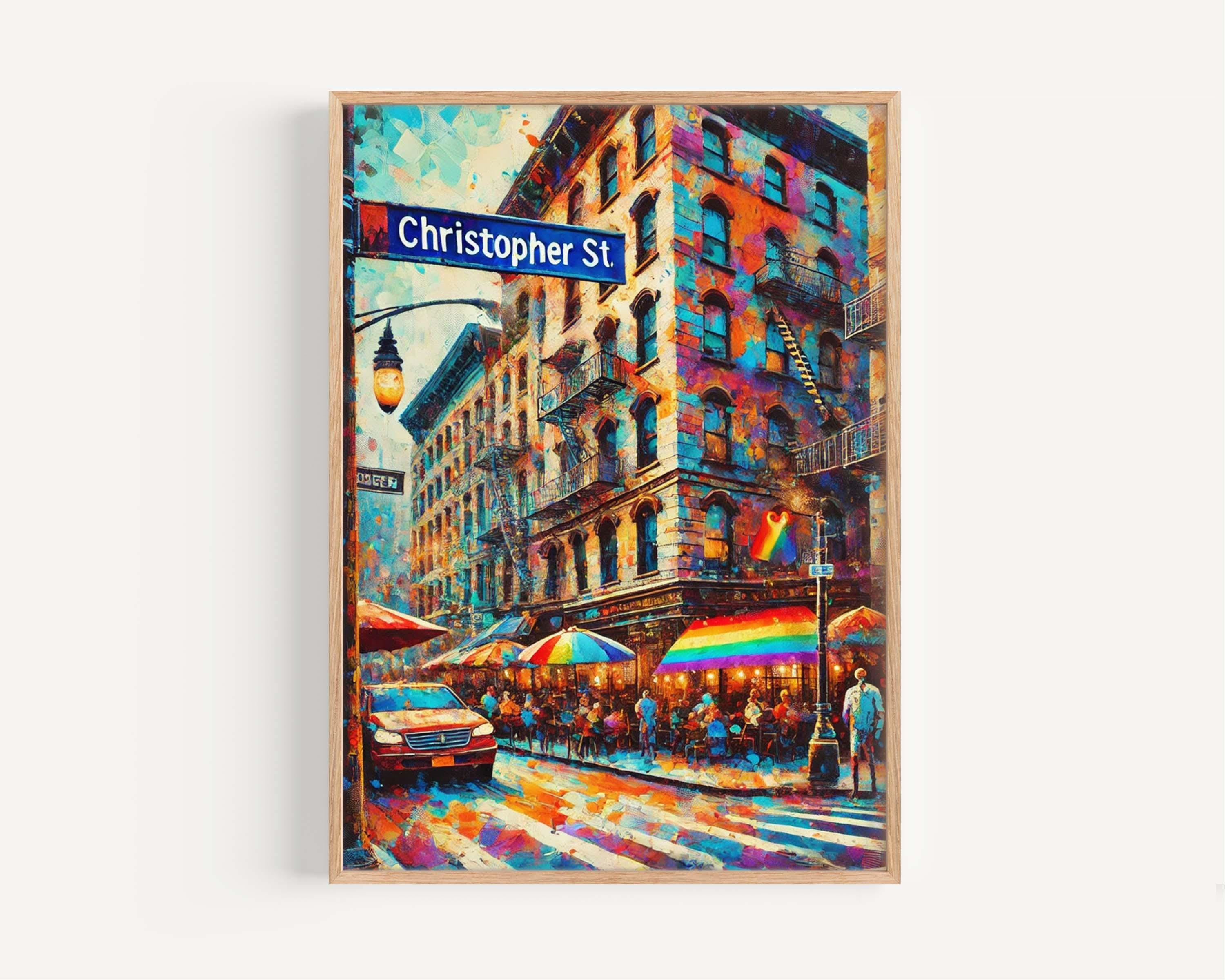 Christopher Street Wall Art Print, Manhattan NYC Travel Poster, New York City Gift, Housewarming Decor, Modern Urban Map Illustration
