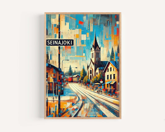 Seinajoki Art Print - Finland City Travel Poster, European Wall Art, Housewarming Gift, Modern Nordic Home Decor